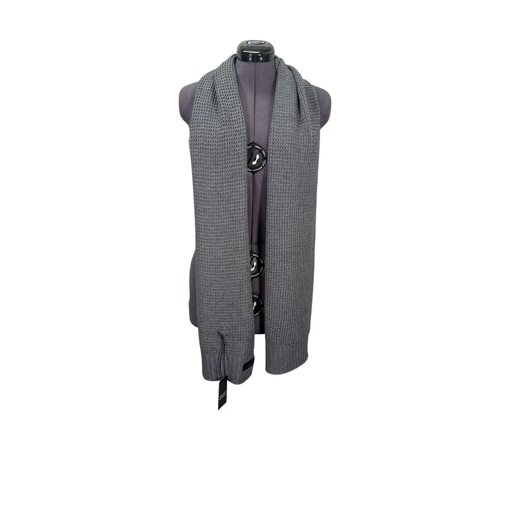 Two Blind Brothers Waffle‎ Knit Scarf Unisex Gray Winter Cozy Ethical New